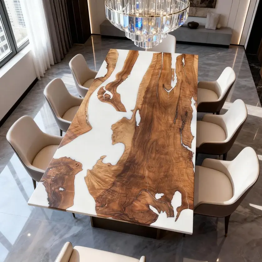 Ivory Coastline - Epoxy Resin Dining Table