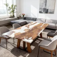 Ivory Coastline - Epoxy Resin Dining Table