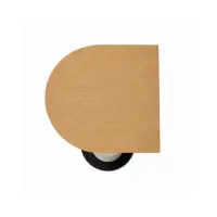 D-Shape Wooden Café Table with Marble Base - Solid Wood Dining Table